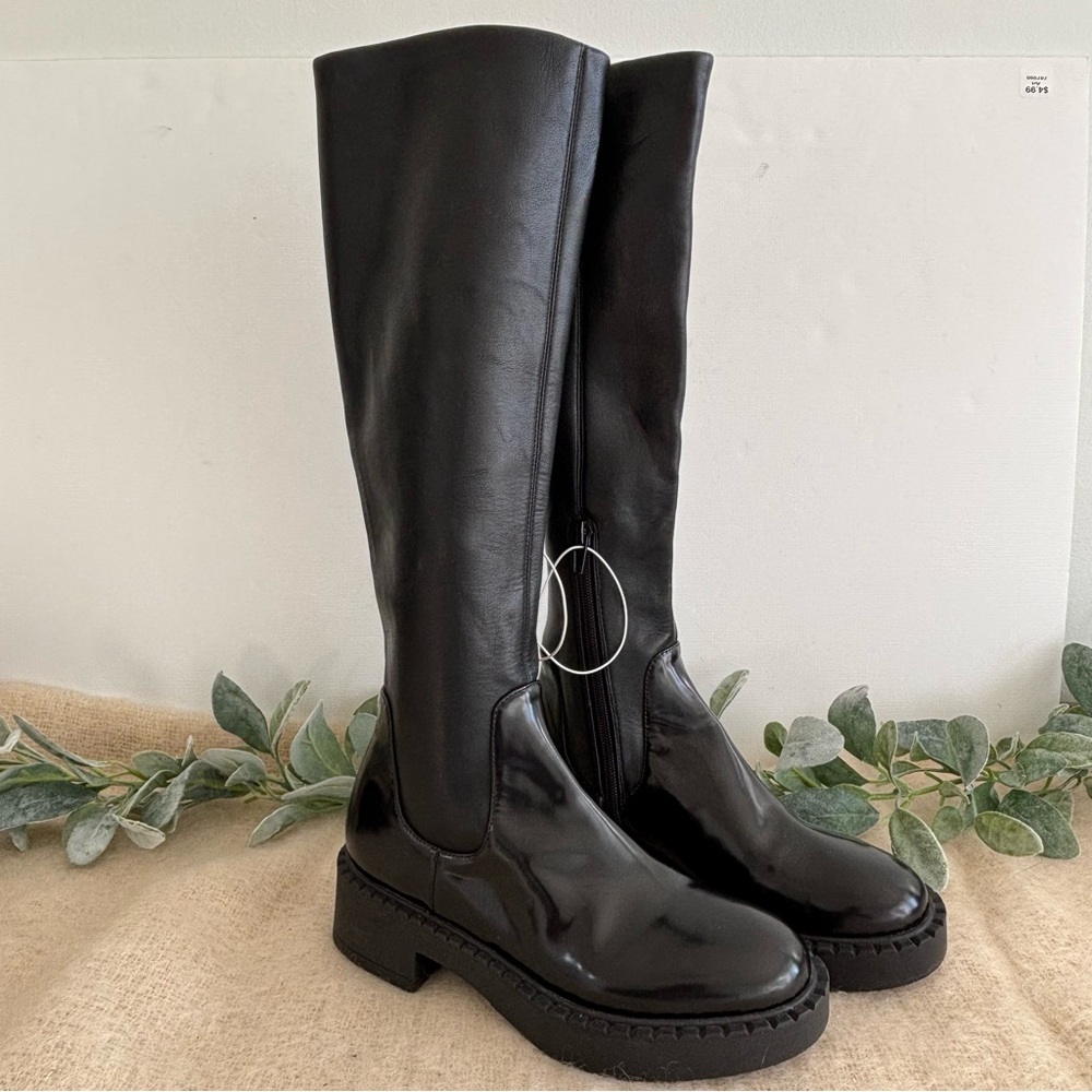 Jeffrey Campbell Lennard black platform knee high boot woman size 6